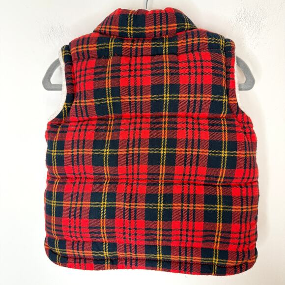 Old Navy Baby Boy Plaid Flannel Sherpa Lined Zip Front Vest Size 6-12 Months - Picture 5 of 7